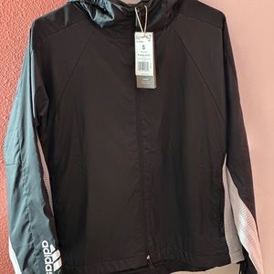 Adidas W.N.D. Letter Logo Applique Sports Hooded Jacket Black FL1850